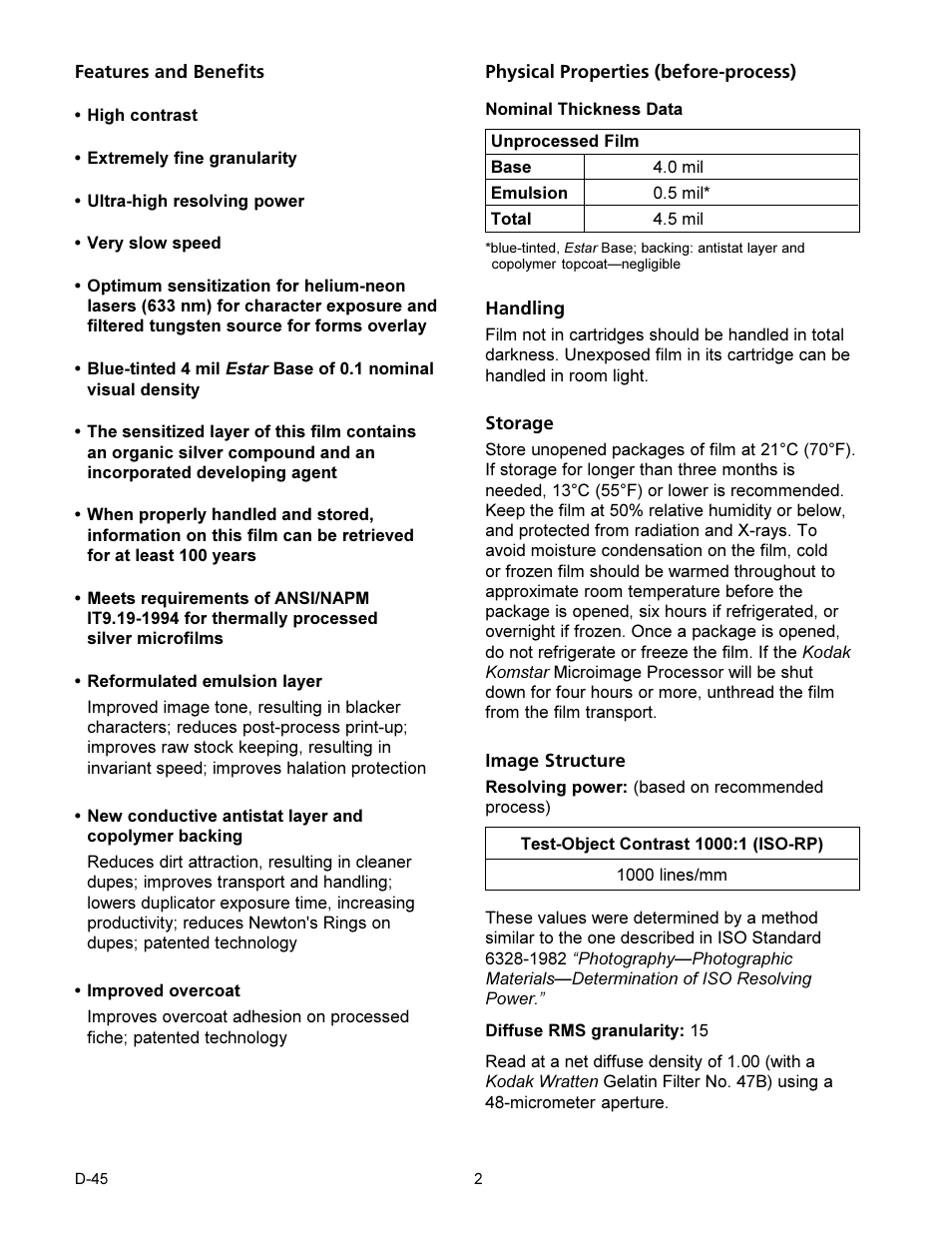 Kodak D-45 User Manual | Page 2 / 6