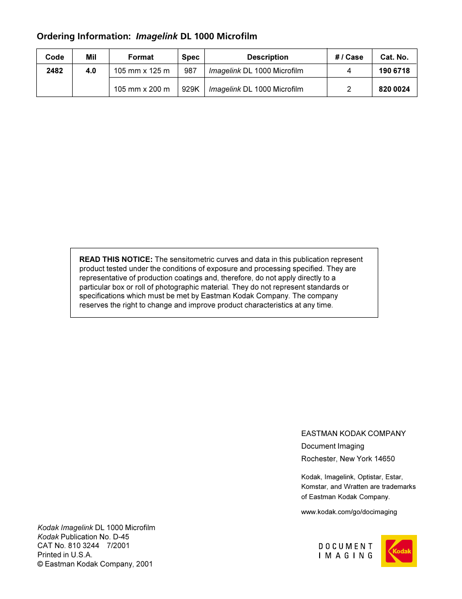 Kodak D-45 User Manual | Page 6 / 6