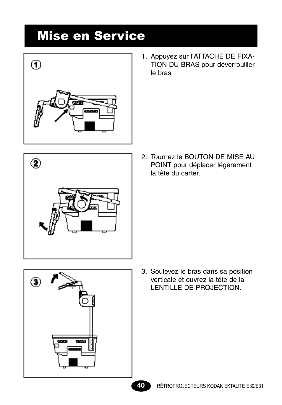 Mise en service | Kodak E30 User Manual | Page 42 / 52