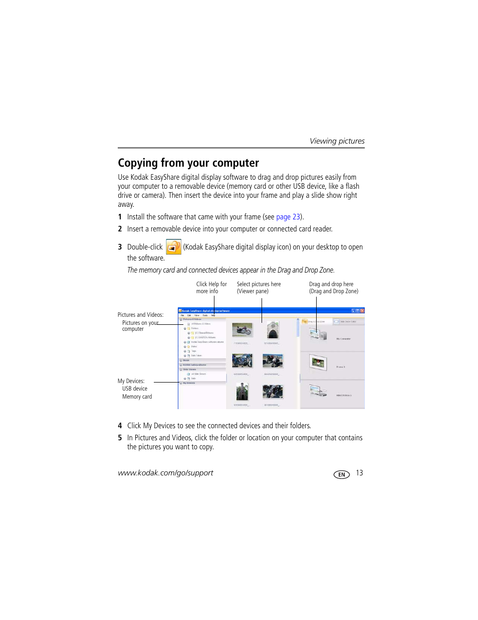 Copying from your computer | Kodak P820 User Manual | Page 19 / 45