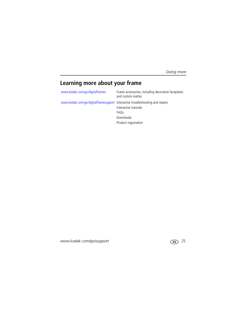 Learning more about your frame | Kodak P820 User Manual | Page 31 / 45