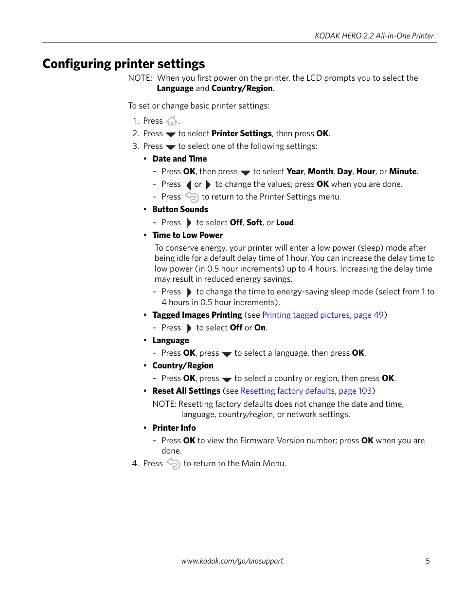 Configuring printer settings | Kodak 2.2 User Manual | Page 12 / 127