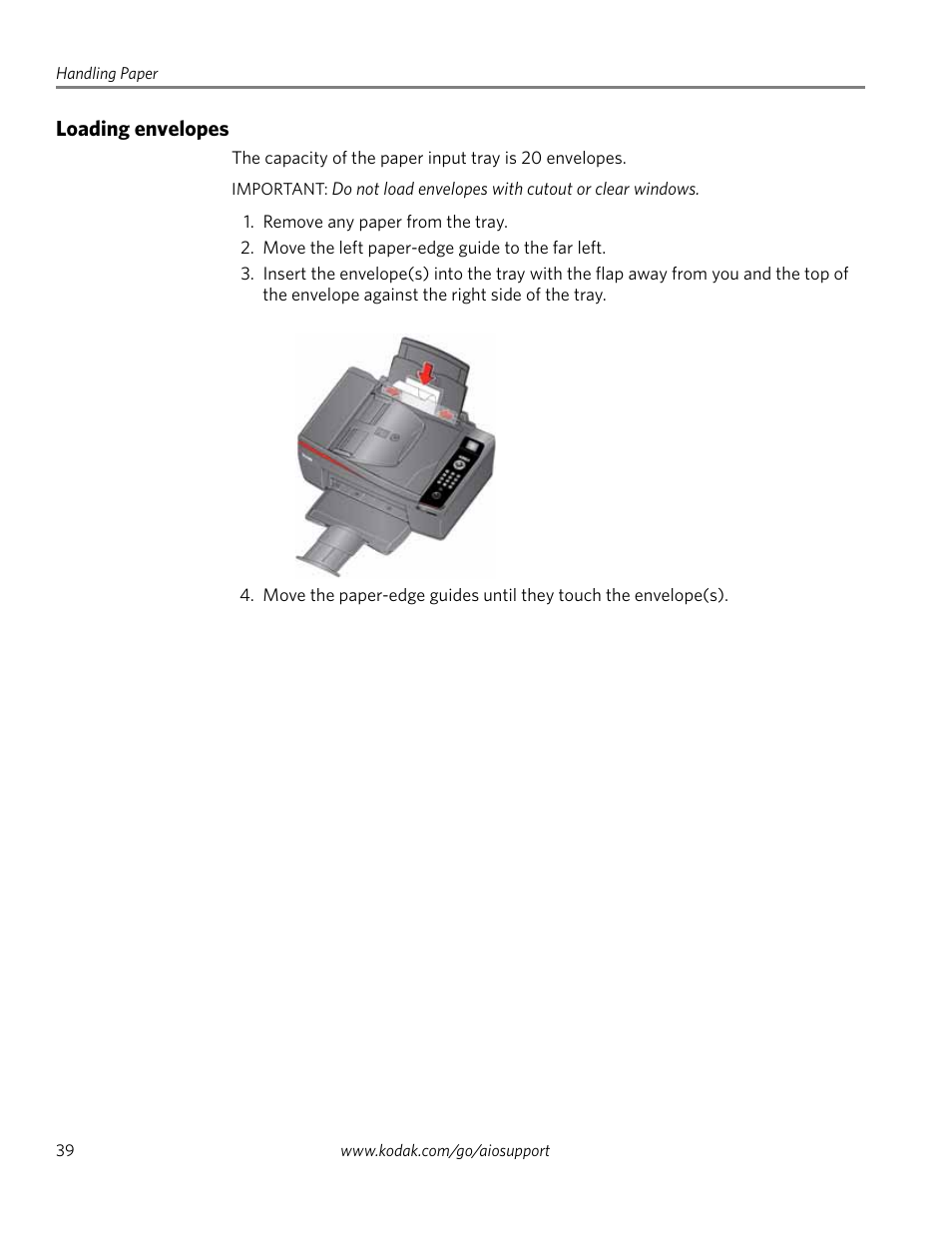 Loading envelopes | Kodak 2.2 User Manual | Page 46 / 127