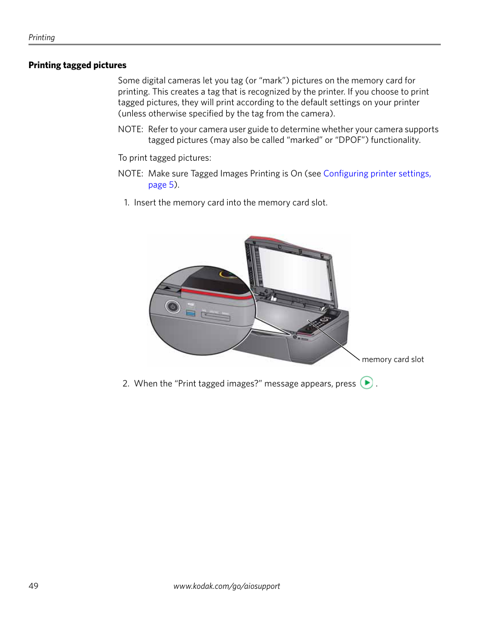 Printing tagged pictures | Kodak 2.2 User Manual | Page 56 / 127