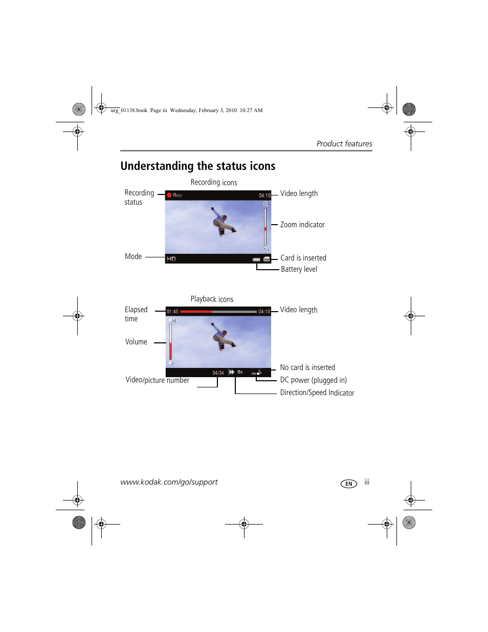 Understanding the status icons | Kodak ZxD User Manual | Page 5 / 26