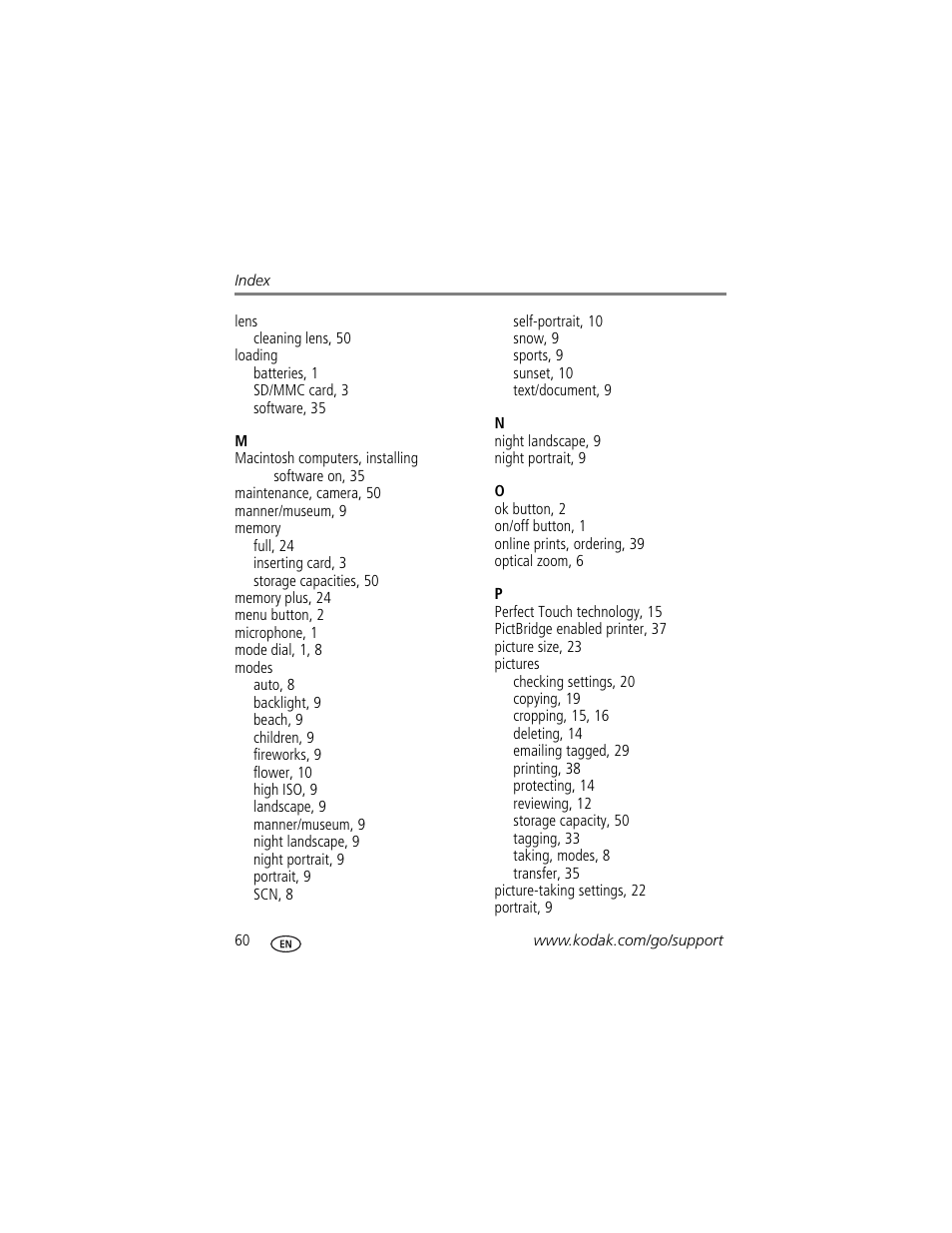 Kodak EASYSHARE C613 User Manual | Page 66 / 69