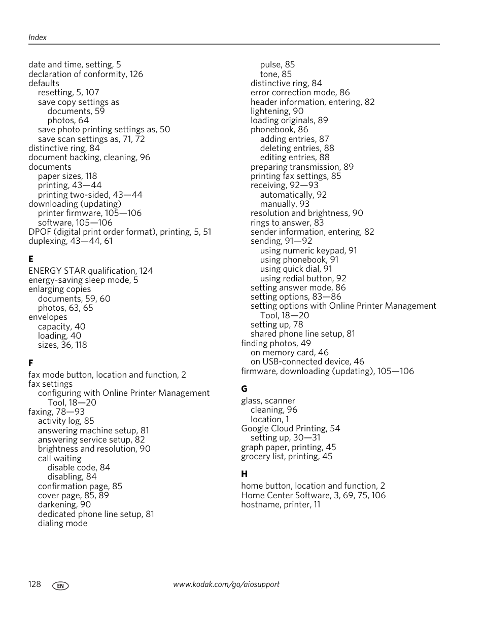 Kodak ESP OFFICE 2100 User Manual | Page 134 / 137