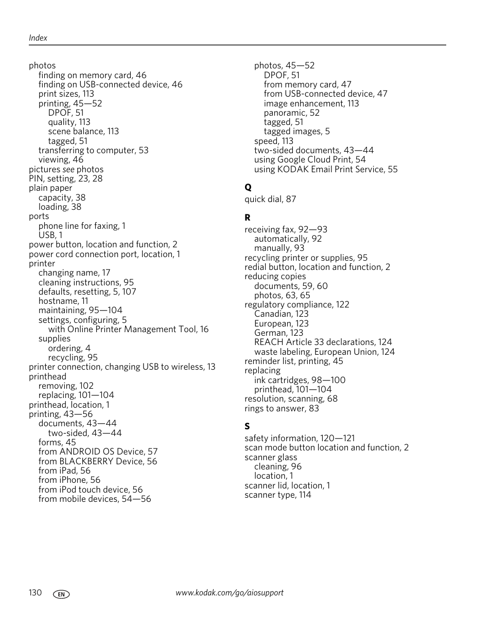 Kodak ESP OFFICE 2100 User Manual | Page 136 / 137