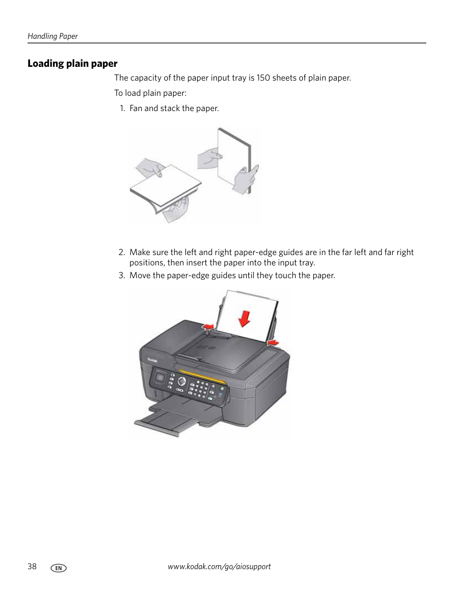 Loading plain paper | Kodak ESP OFFICE 2100 User Manual | Page 44 / 137