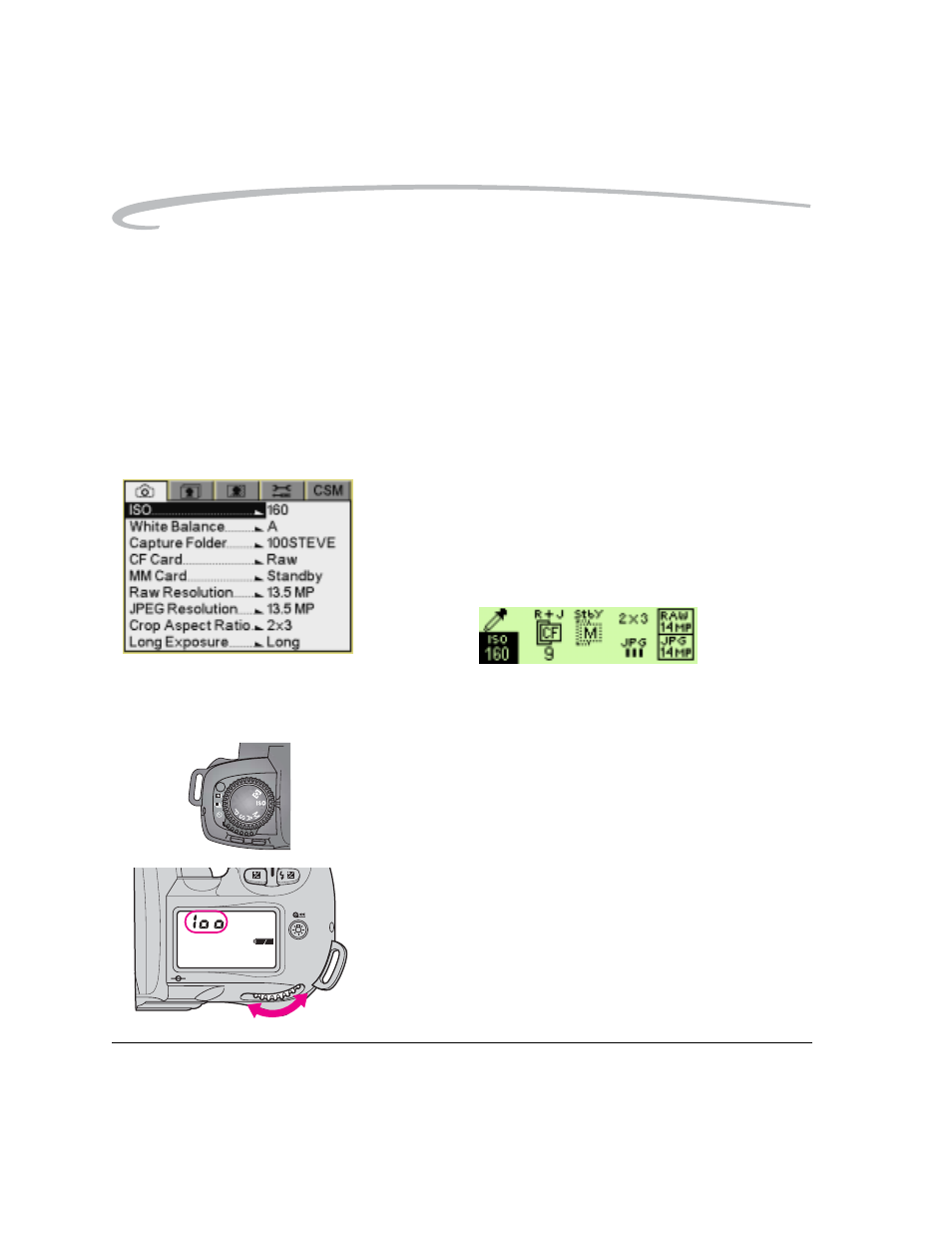 Setting iso using the image lcd, Setting iso using camera controls, Iso -24 | Kodak DCS Pro SLR/n User Manual | Page 88 / 244