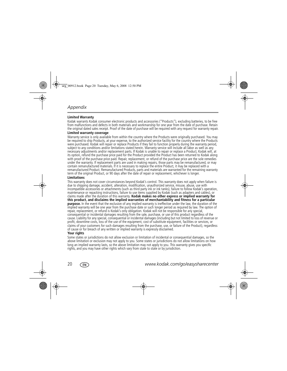 Kodak C610 User Manual | Page 20 / 22