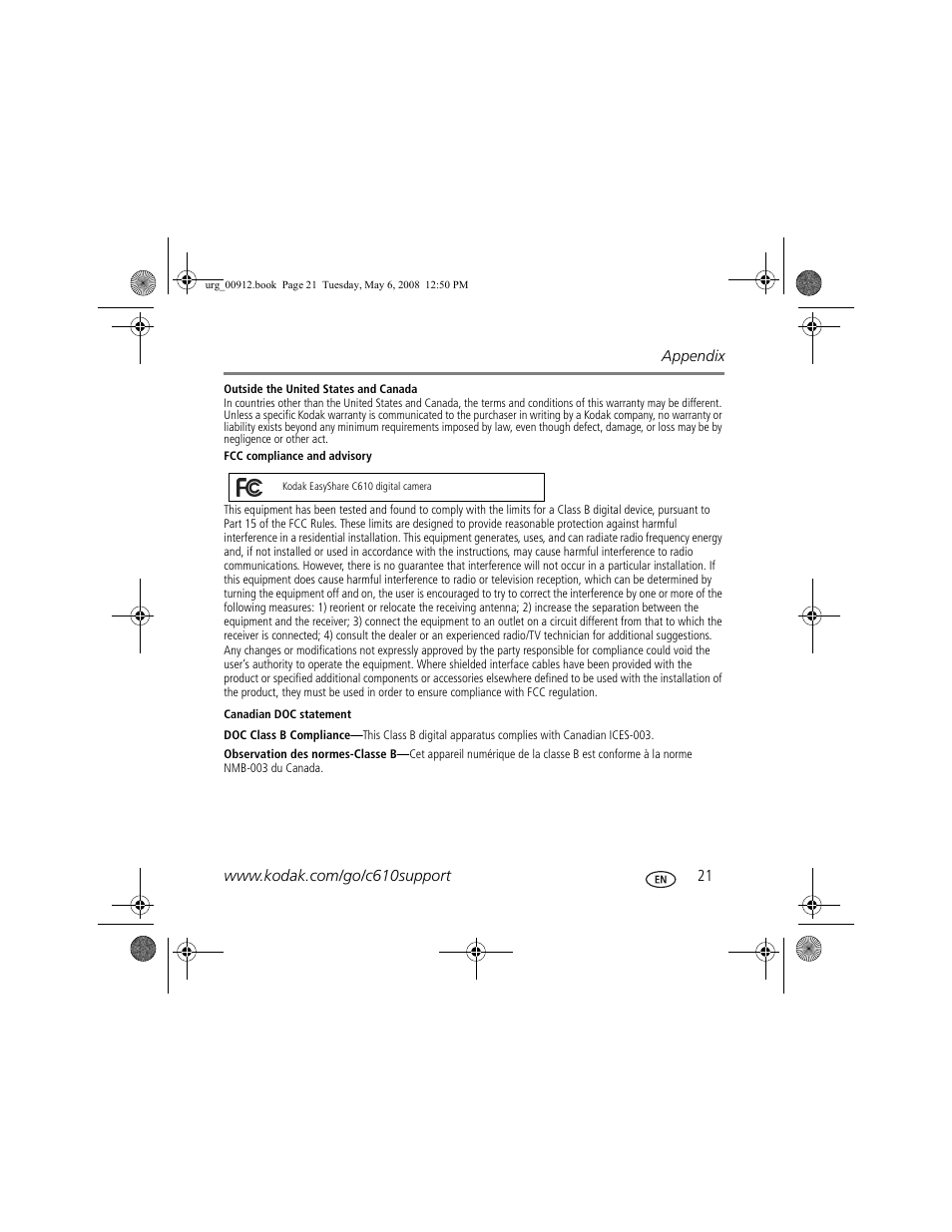 Kodak C610 User Manual | Page 21 / 22