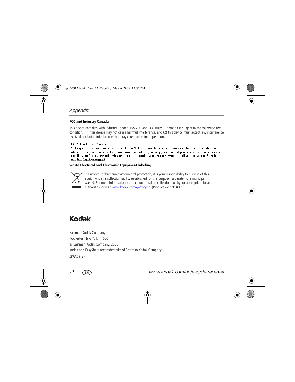 Kodak C610 User Manual | Page 22 / 22