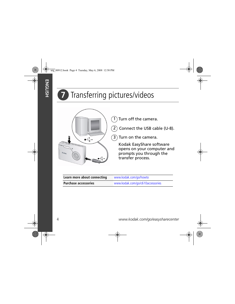 Transferring pictures/videos | Kodak C610 User Manual | Page 4 / 22