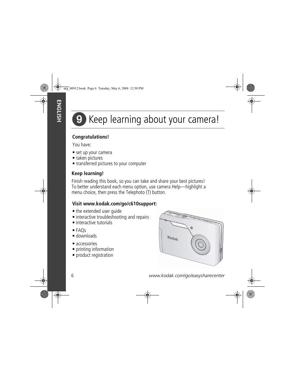 Keep learning about your camera | Kodak C610 User Manual | Page 6 / 22