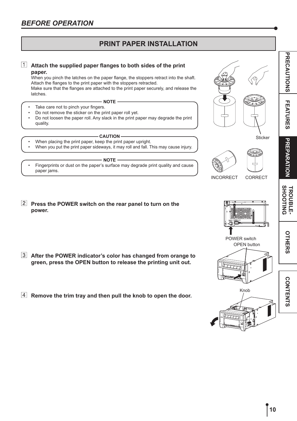 Print paper installation -11, Print paper installation, Before operation | Kodak 305 User Manual | Page 13 / 26