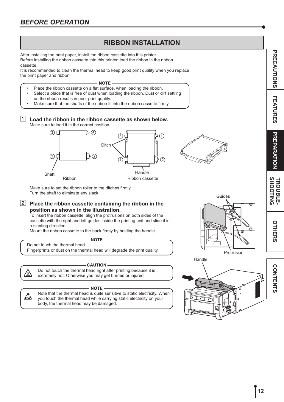 Ribbon installation -13, Before operation ribbon installation | Kodak 305 User Manual | Page 15 / 26