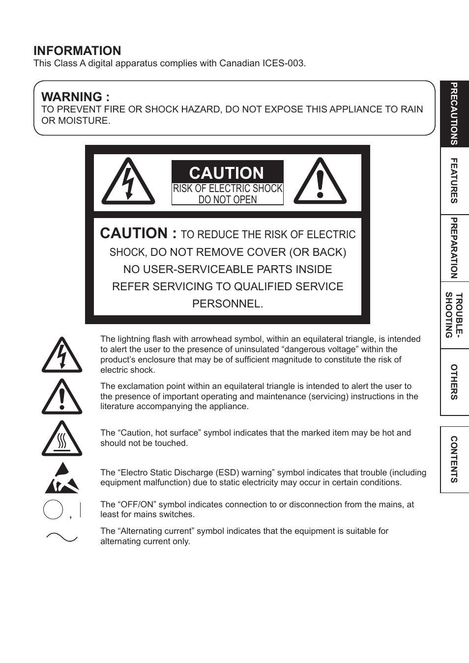 Caution, Warning, Information | Kodak 305 User Manual | Page 2 / 26