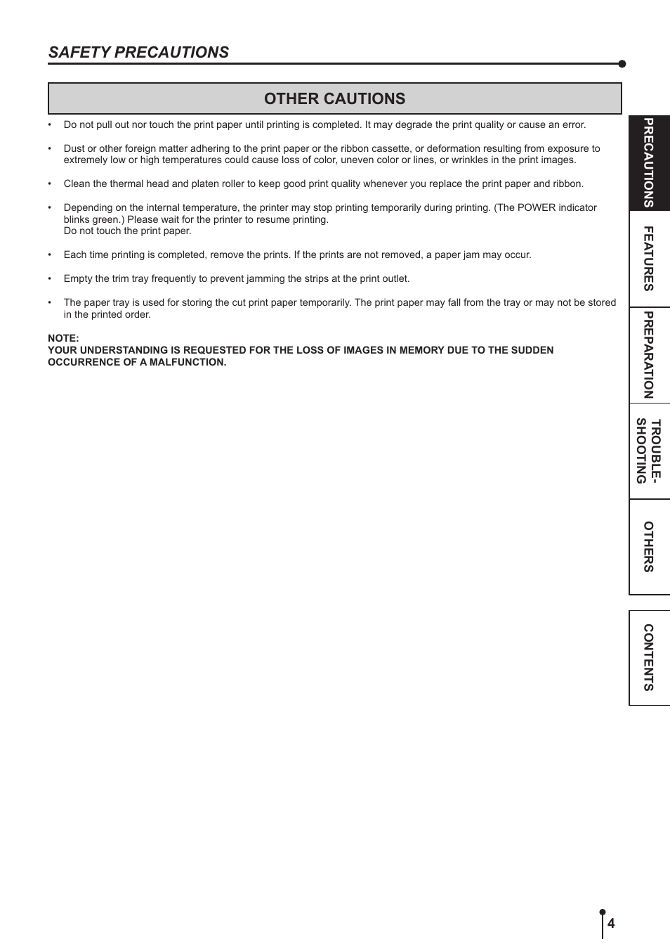 Other cautions, Safety precautions | Kodak 305 User Manual | Page 7 / 26