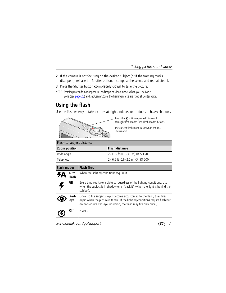 Using the flash | Kodak EasyShare C433 User Manual | Page 13 / 66