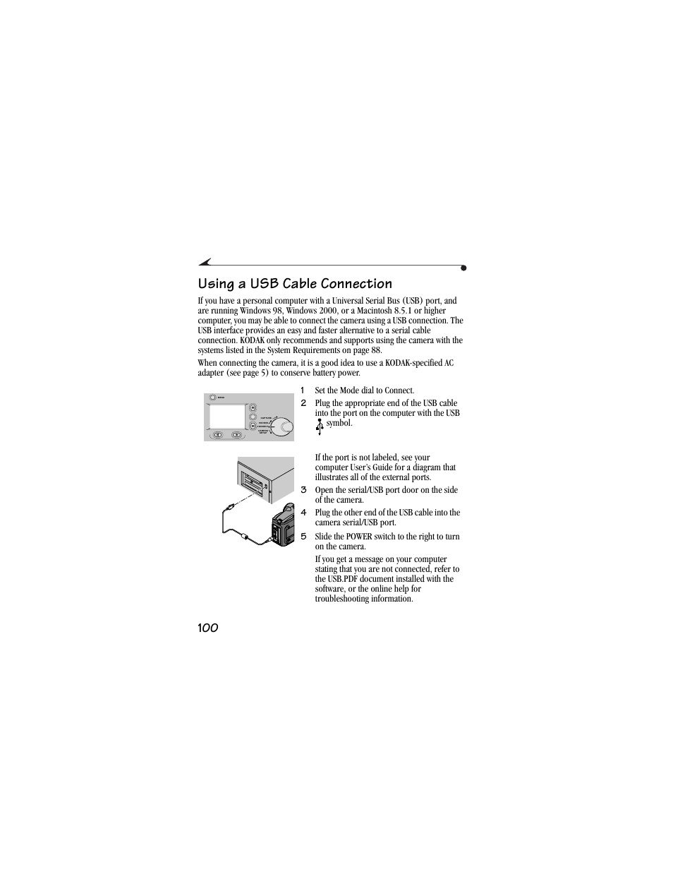 Using a usb cable connection, Packing instructions | Kodak DC3400 User Manual | Page 108 / 156