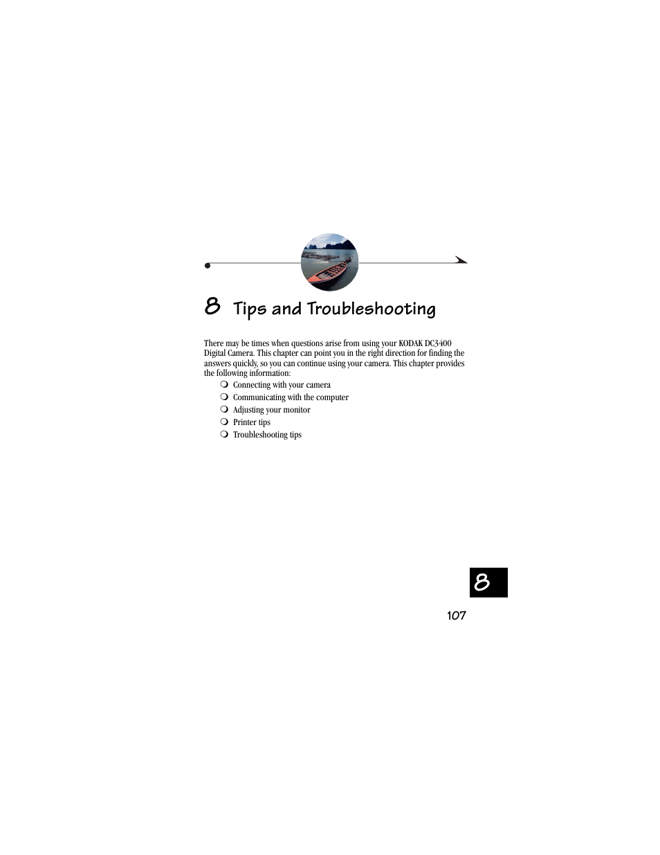8 tips and troubleshooting | Kodak DC3400 User Manual | Page 115 / 156