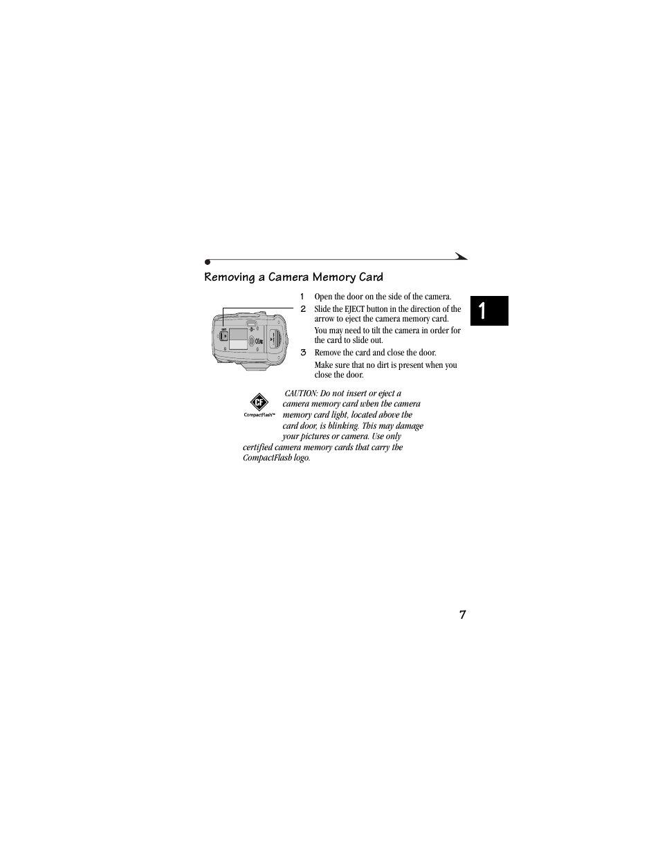 Removing a camera memory card | Kodak DC3400 User Manual | Page 15 / 156