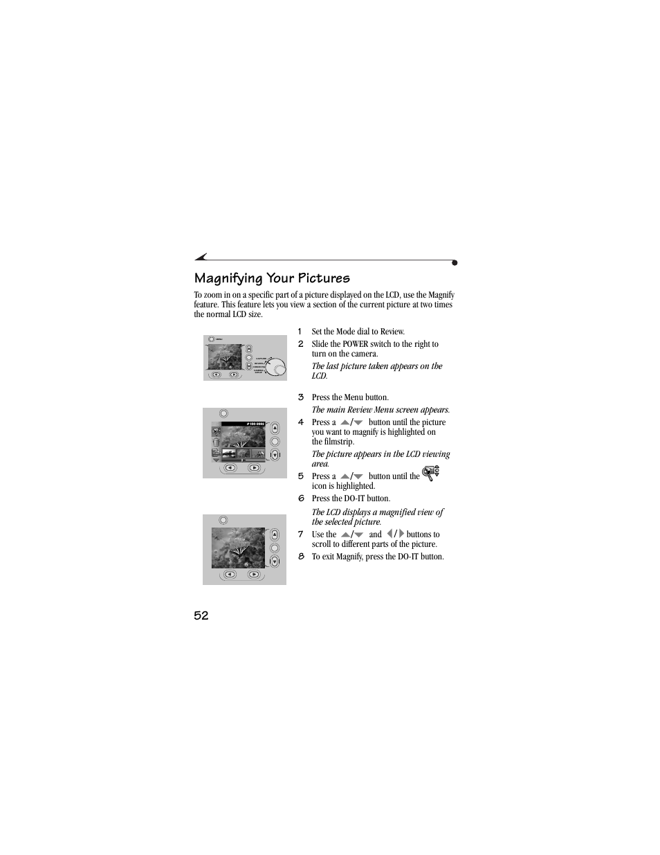 Magnifying your pictures | Kodak DC3400 User Manual | Page 60 / 156