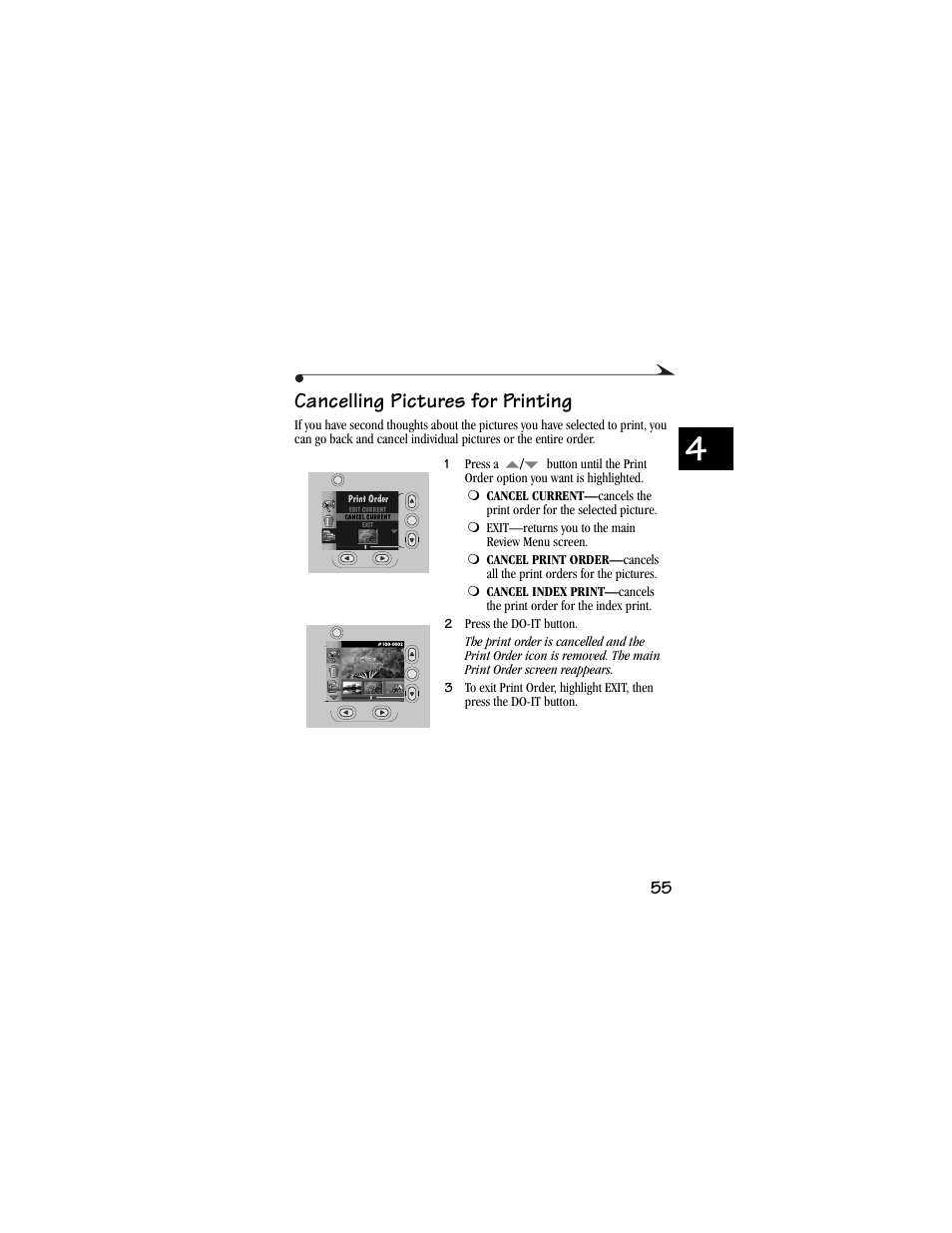 Cancelling pictures for printing | Kodak DC3400 User Manual | Page 63 / 156