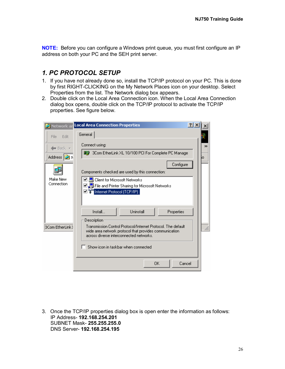 Pc protocol setup | Kodak NOVAJET 750 User Manual | Page 26 / 32