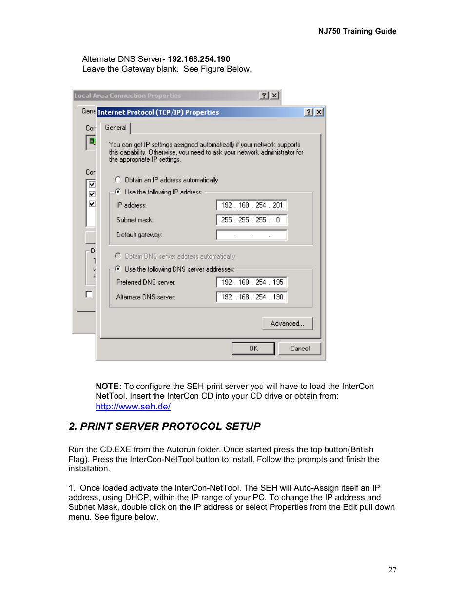 Print server protocol setup | Kodak NOVAJET 750 User Manual | Page 27 / 32