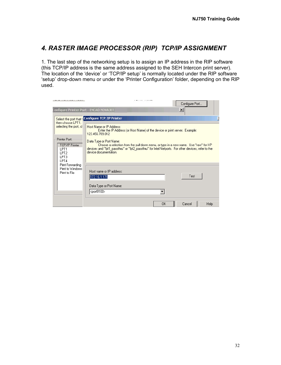 Raster image processor (rip) tcp/ip assignment | Kodak NOVAJET 750 User Manual | Page 32 / 32