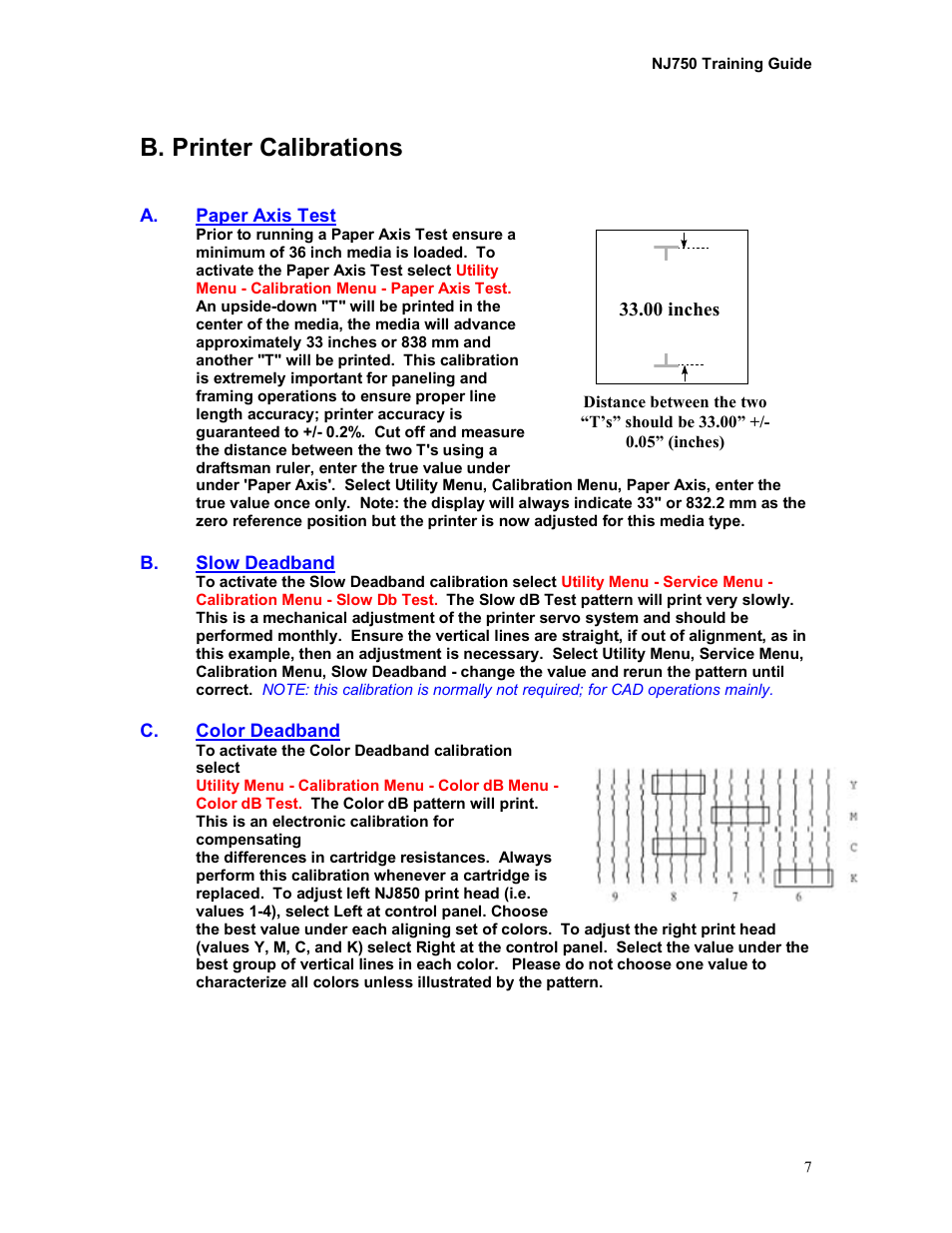 B. printer calibrations | Kodak NOVAJET 750 User Manual | Page 7 / 32