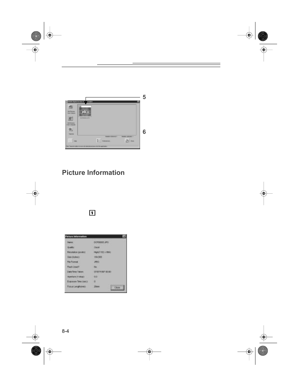 Picture information | Kodak DC200 User Manual | Page 64 / 87