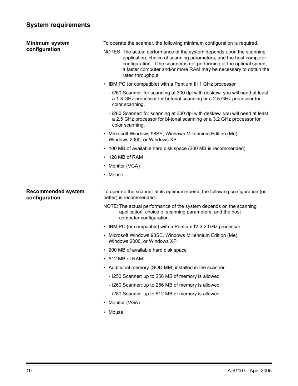 System requirements, Minimum system configuration, Recommended system configuration | Kodak A-61167 User Manual | Page 14 / 70