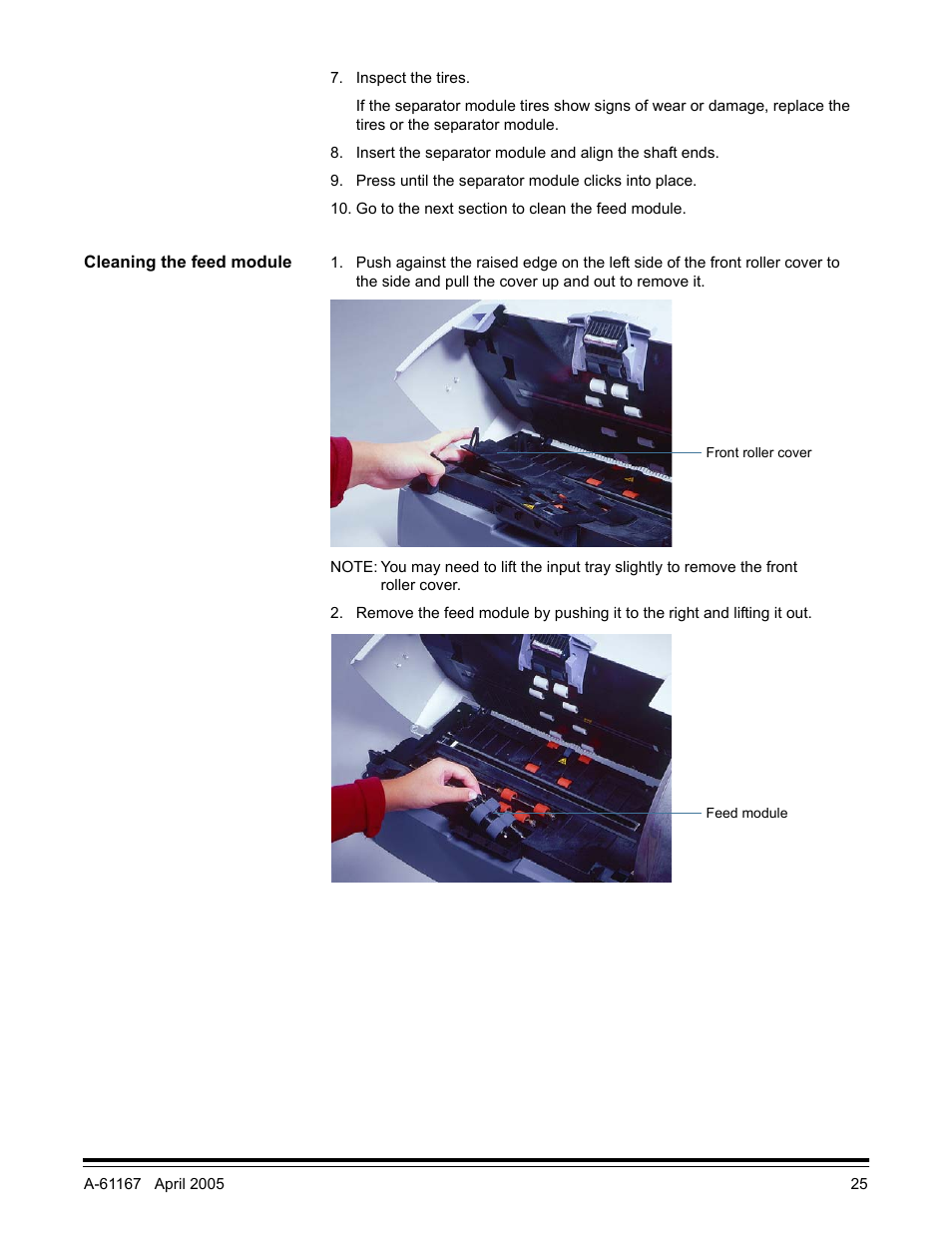 Cleaning the feed module | Kodak A-61167 User Manual | Page 29 / 70