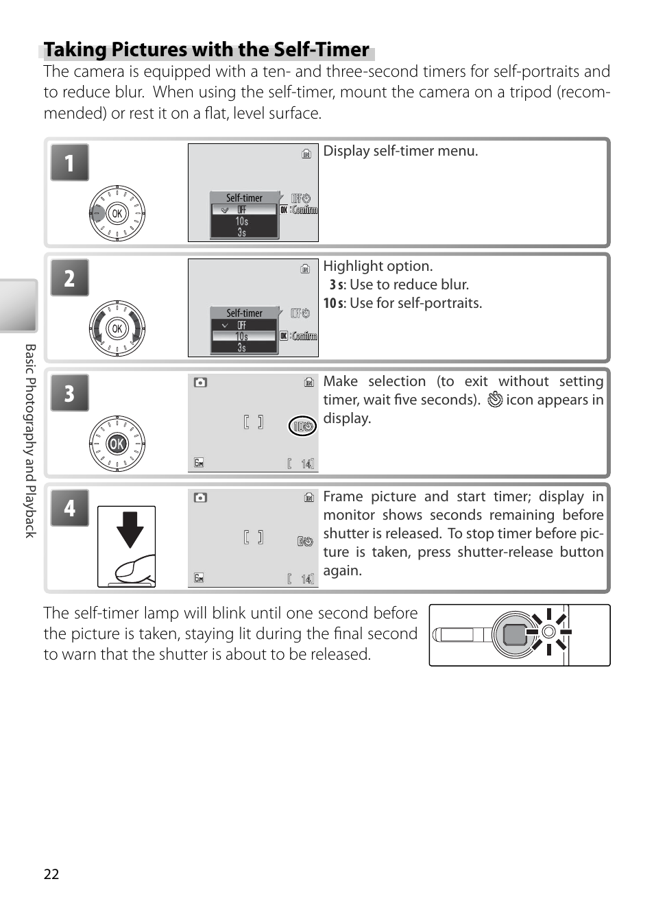Taking pictures with the self-timer | Kodak COOLPIX S5 User Manual | Page 32 / 108