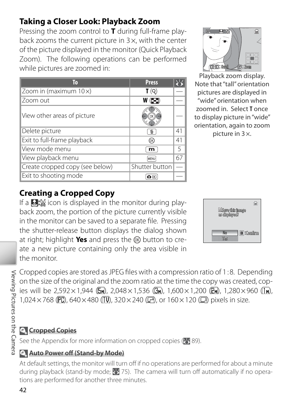 Taking a closer look: playback zoom, Creating a cropped copy | Kodak COOLPIX S5 User Manual | Page 52 / 108