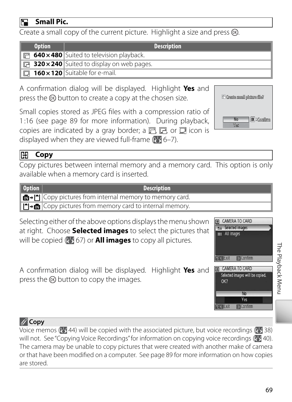 Small pic, Copy | Kodak COOLPIX S5 User Manual | Page 79 / 108