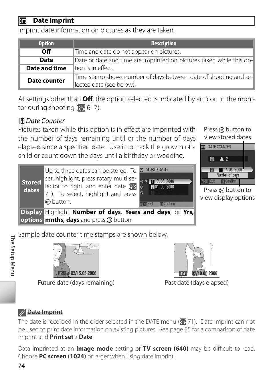Date imprint | Kodak COOLPIX S5 User Manual | Page 84 / 108