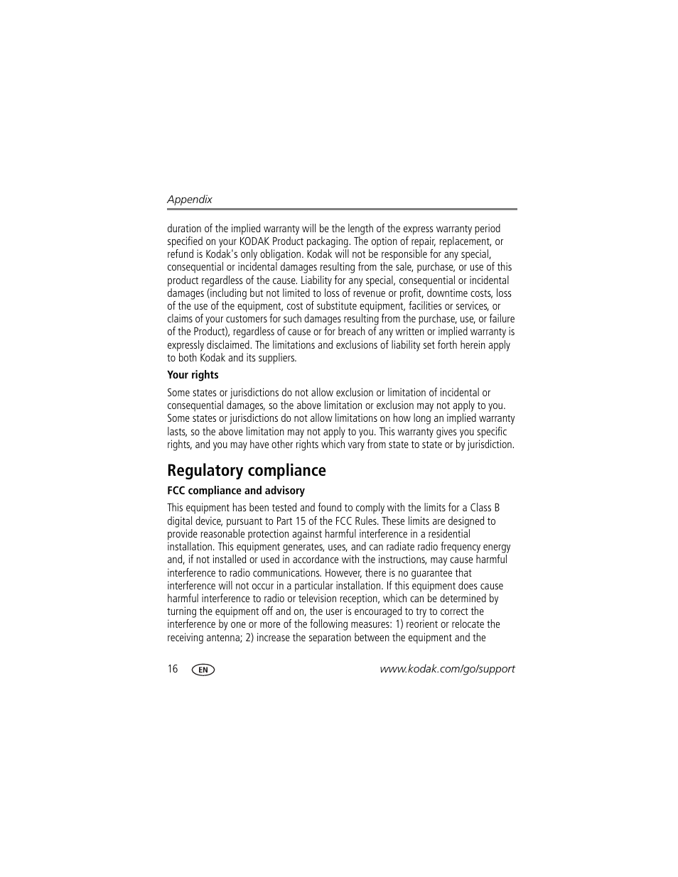 Regulatory compliance | Kodak ZM2 User Manual | Page 22 / 25