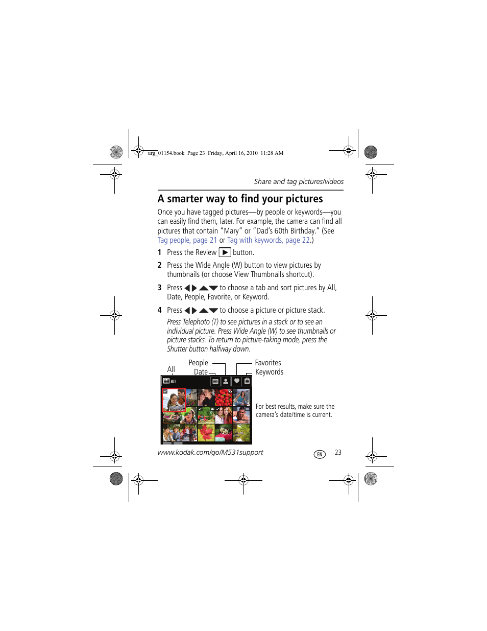 A smarter way to find your pictures | Kodak KLIC-7006 User Manual | Page 23 / 28