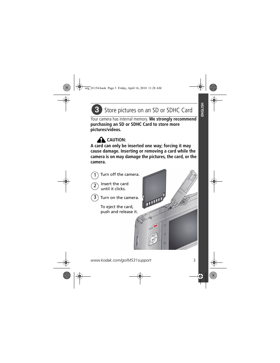 Store pictures on an sd or sdhc card | Kodak KLIC-7006 User Manual | Page 3 / 28