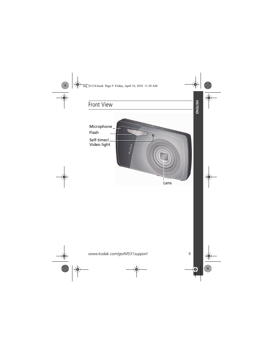 Front view | Kodak KLIC-7006 User Manual | Page 9 / 28