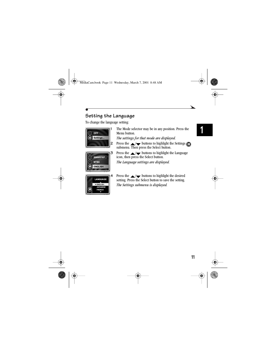 Setting the language | Kodak mc3 User Manual | Page 17 / 88