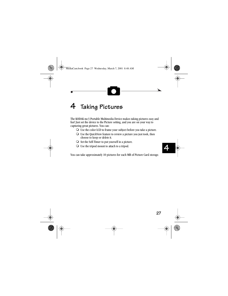 4 taking pictures, Taking pictures | Kodak mc3 User Manual | Page 33 / 88