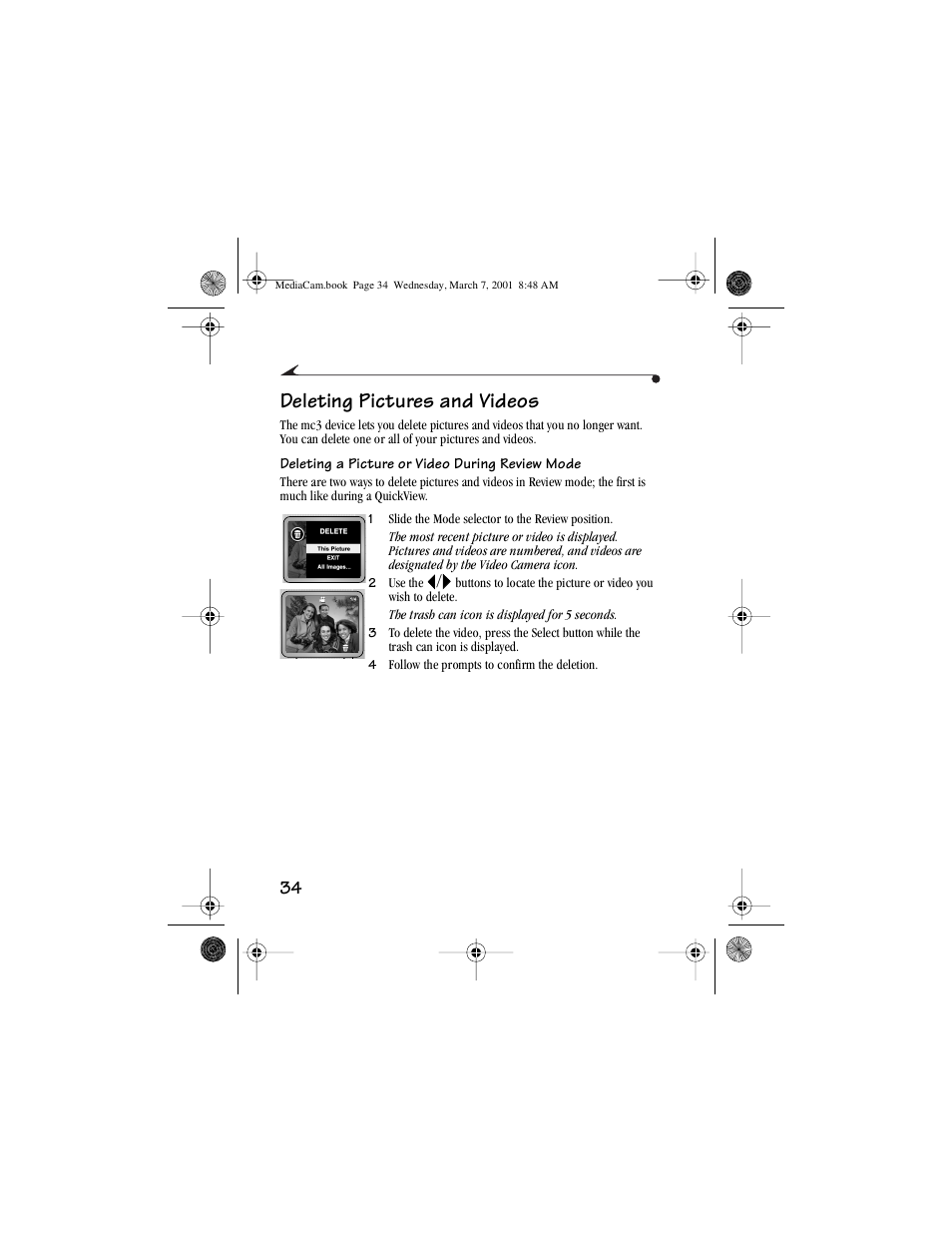 Deleting pictures and videos | Kodak mc3 User Manual | Page 40 / 88