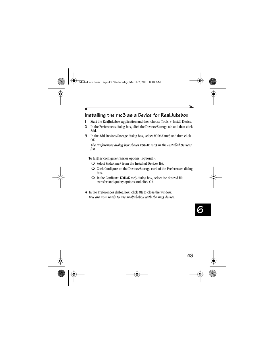 Installing the mc3 as a device for realjukebox | Kodak mc3 User Manual | Page 49 / 88