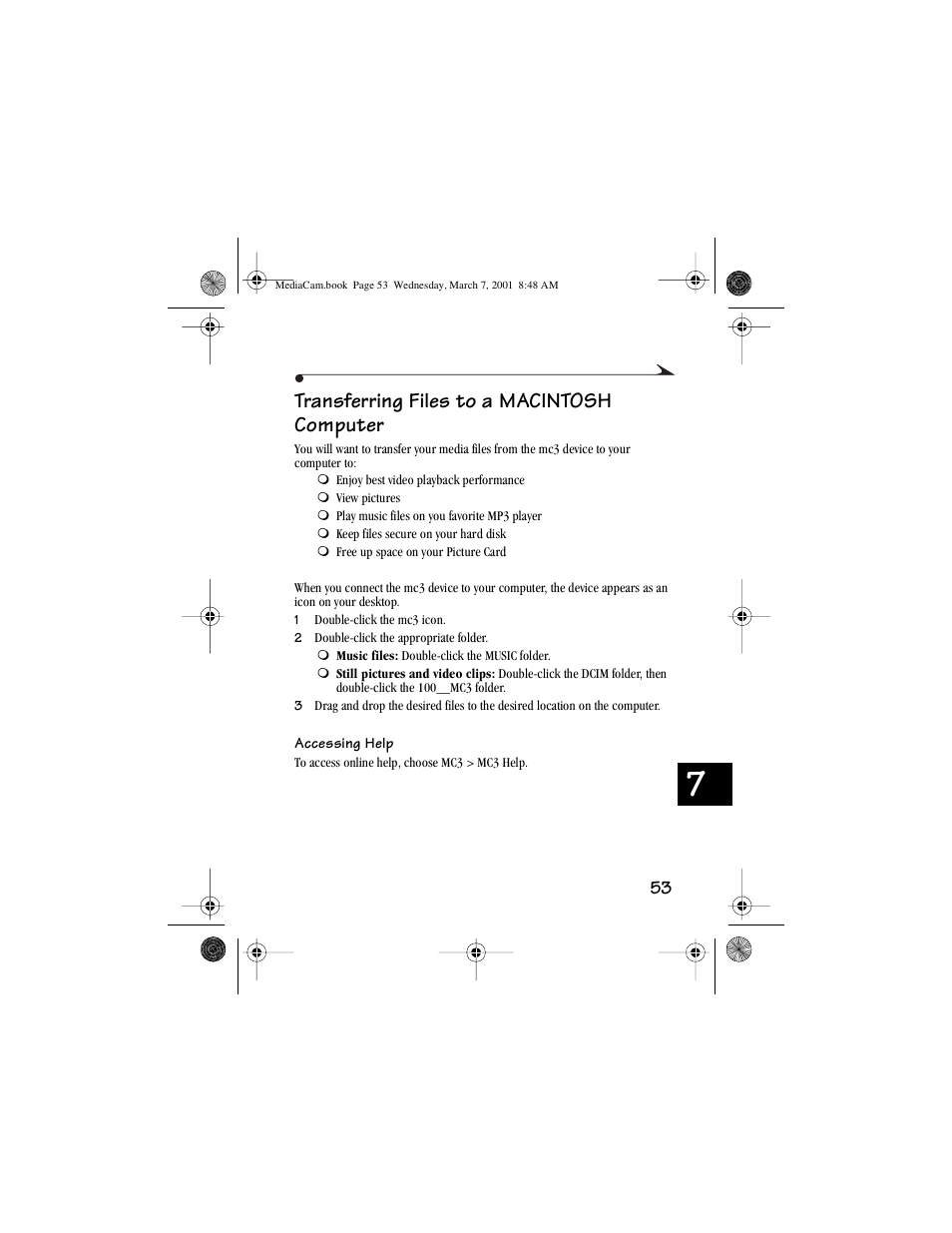 Transferring files to a macintosh computer | Kodak mc3 User Manual | Page 59 / 88