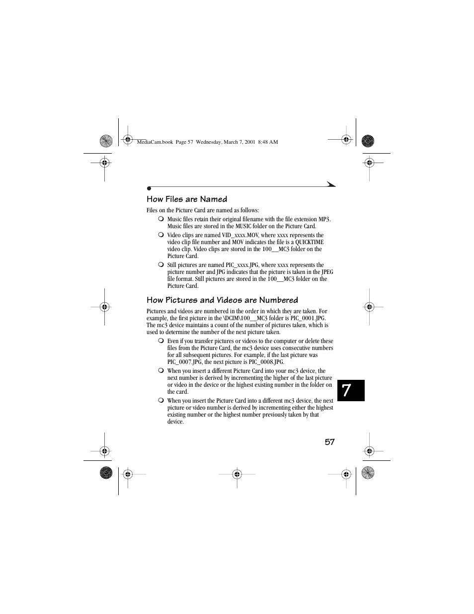 How files are named, How pictures and videos are numbered, 7 how pictures and videos are numbered | Kodak mc3 User Manual | Page 63 / 88